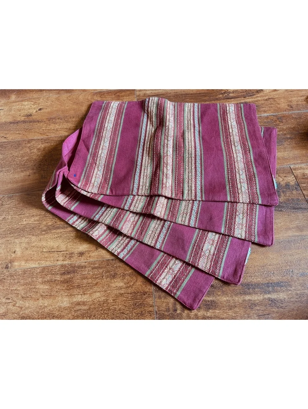 Vintage Decorative 4 Placemats Red and Beige Stripes
